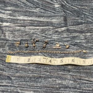 Silver Charm Bracelet with Cheerleading Sports Pendants